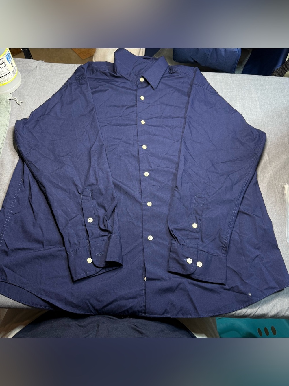 Club Room Navy Mens Button-Down Shirt Xxl